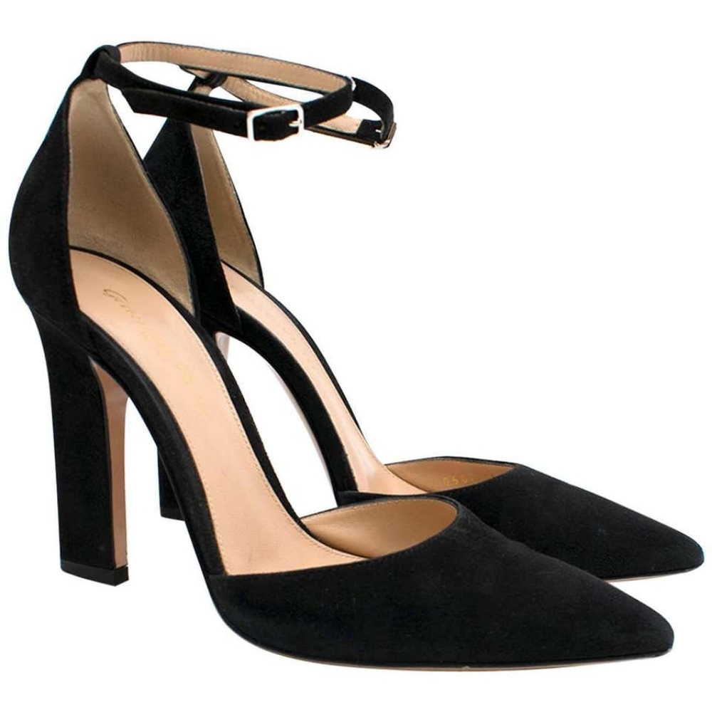 Gianvito Rossi Mila Suede Ankle Strap D'orsay Pumps